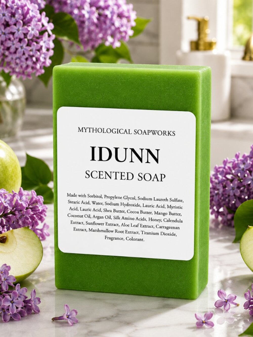 IDUNN Green Apple & Lilac Scented Artisan Soap.
